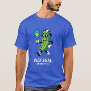Personalized Cute Pickle Playing Pickleball Funny T-Shirt