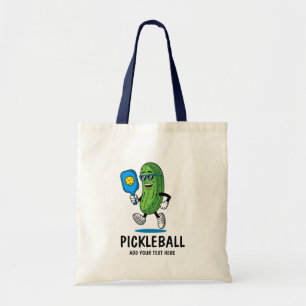 Personalized Cute Pickle Playing Pickleball Funny Tote Bag