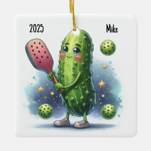 Personalized Cute Pickleball Player Ceramic Ornament