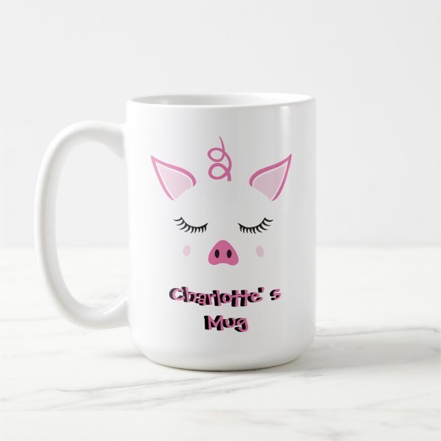 Personalized Cute Pig Coffee Mug (Left)