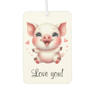 Personalized Cute Piglet and Hearts Love You Air Freshener