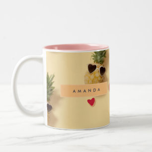 Personalized Cute Pineapple Pattern Two-Tone Coffee Mug