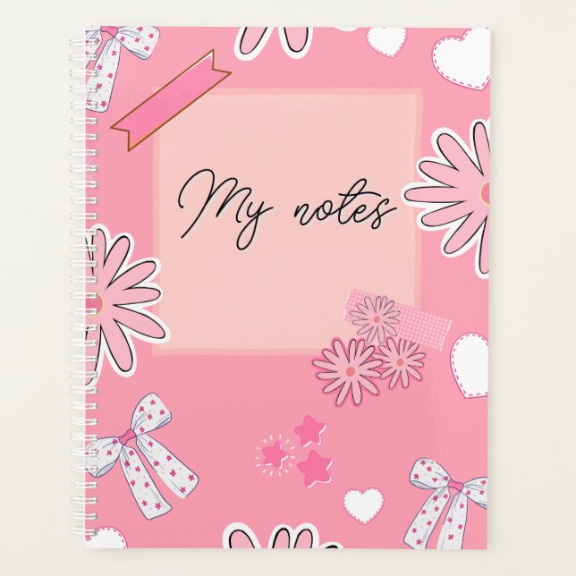 Personalized Cute Pink, Aesthetic “My Notes”  (Devant)