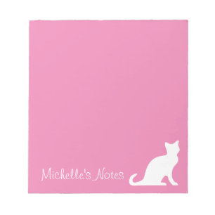 Personalized cute pink and white cat writing memo notepad