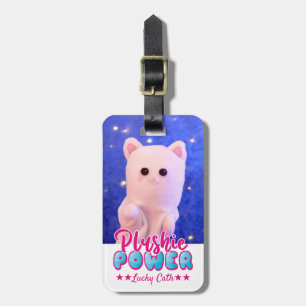 Personalized Cute Pink Blue Plushie Power Photo Luggage Tag