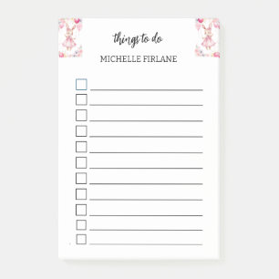 Personalized Cute Pink Bunny Post-it Notes