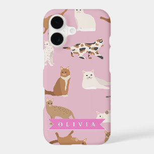 Personalized Cute Pink Cat Pattern Gift Cat Lover