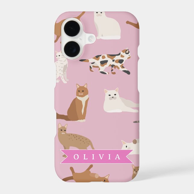 Personalized Cute Pink Cat Pattern Gift Cat Lover (Verso)