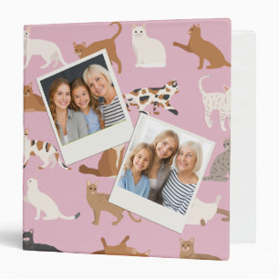 Personalized Cute Pink Cat Pattern Gift Cat Lover Binder