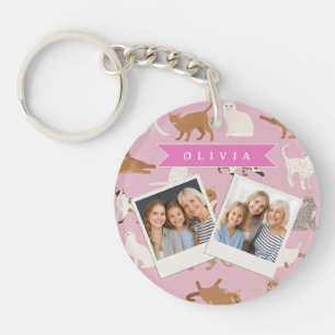 Personalized Cute Pink Cat Pattern Gift Cat Lover Keychain