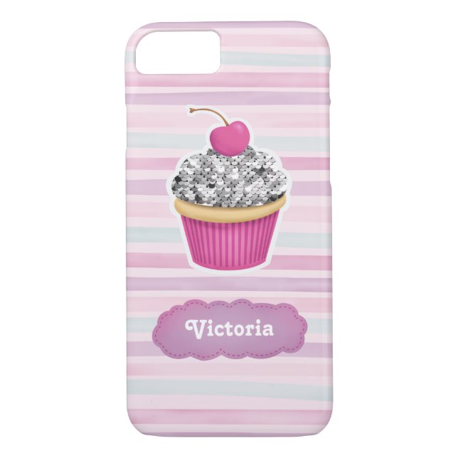 Personalized Cute Pink Cupcake Case-Mate iPhone Case (Back)
