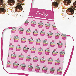 Personalized Cute Pink Cupcake Pattern Apron