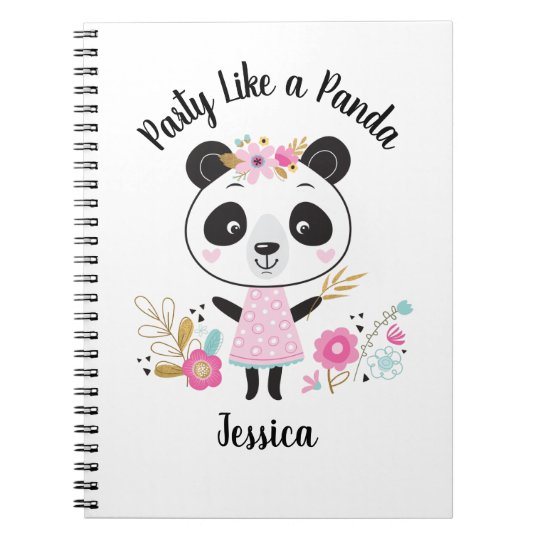 Personalized Cute Pink Girly Panda Notebook | Zazzle.ca