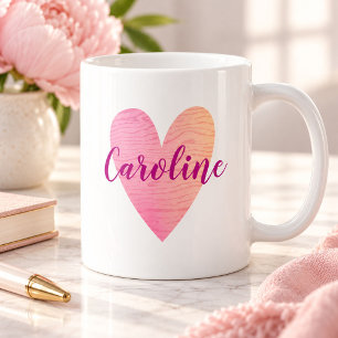 Personalized Cute Pink Heart Mug