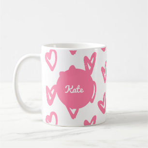 Personalized cute pink heart pattern coffee mug