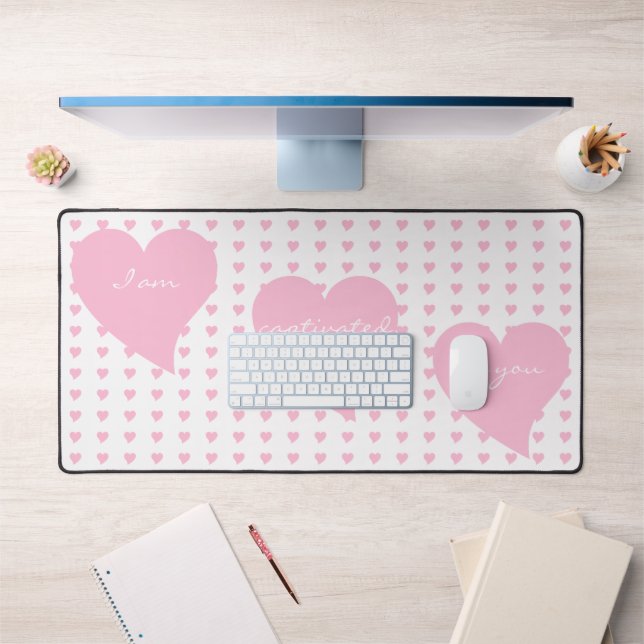 Personalized Cute Pink Hearts Pattern Desk Mat (Office 1)