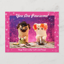Personalized Cute Pink Hearts Photo Modern Postcard
