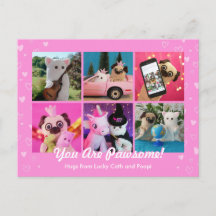 Personalized Cute Pink Hearts Photo Plushiemail