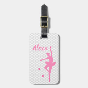 Personalized Cute Pink Kids Ballerina luggage tag