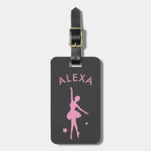 Personalized Cute Pink Kids Ballerina luggage tag