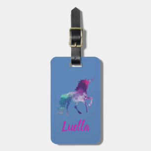 Personalized Cute Pink Kids Unicorn luggage tag