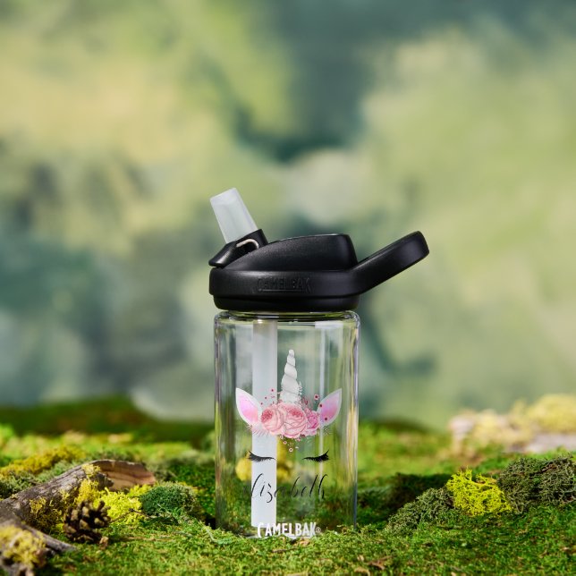 Personalized Cute Pink Kids Unicorn Water Bottle (Outdoor)
