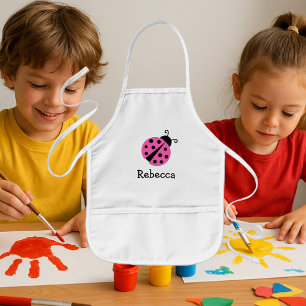 Personalized cute pink ladybug aprons for kids