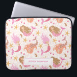 Personalized Cute Pink Mermaid Laptop Sleeve<br><div class="desc">A cute pink mermaid pattern decorates this laptop sleeve. Personalize it with your name. Makes a fun gift for a girl. Designed for you by
Blackberry Boulevard.</div>