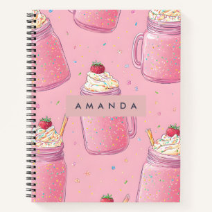 Personalized Cute Pink Milkshake Sprinkles Notebook