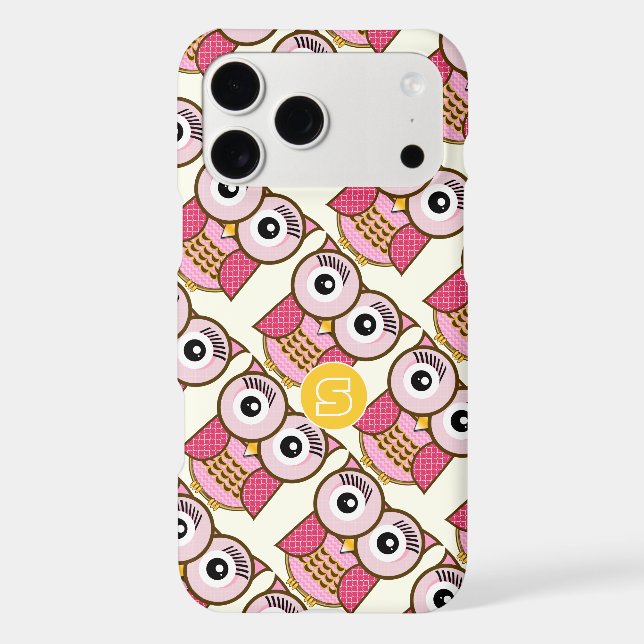 Personalized Cute Pink Owl Art Pattern (Back)