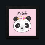 Personalized Cute Pink Panda Face Jewellery Box<br><div class="desc">A cute pink personalized panda jewellery box. Pretty pink background with a girly panda face on front. Personalize it with your name. Designed for you by Blackberry Boulevard.</div>
