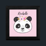 Personalized Cute Pink Panda Face Jewellery Box<br><div class="desc">A cute pink personalized panda jewellery box. Pretty pink background with a girly panda face on front. Personalize it with your name. Designed for you by Blackberry Boulevard.</div>