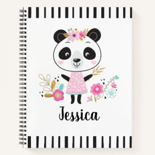 Personalized Cute Pink Panda Notebook