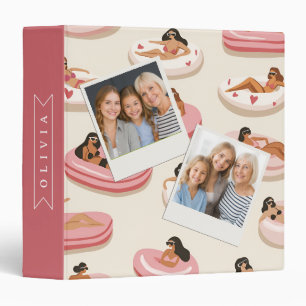 Personalized Cute Pink Pool Float Summer Aesthetic Binder
