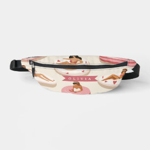 Personalized Cute Pink Pool Float Summer Aesthetic Fanny Pack