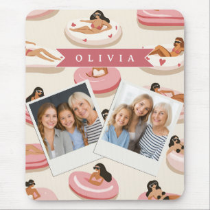 Personalized Cute Pink Pool Float Summer Aesthetic Mouse Pad