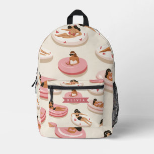 Personalized Cute Pink Pool Float Summer Aesthetic Printed Backpack