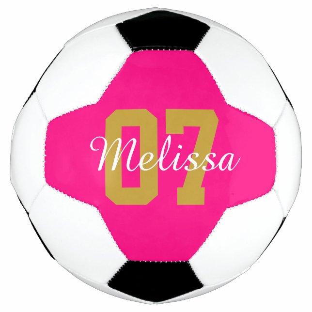 Personalized Cute Pink Soccer Ball (Front)