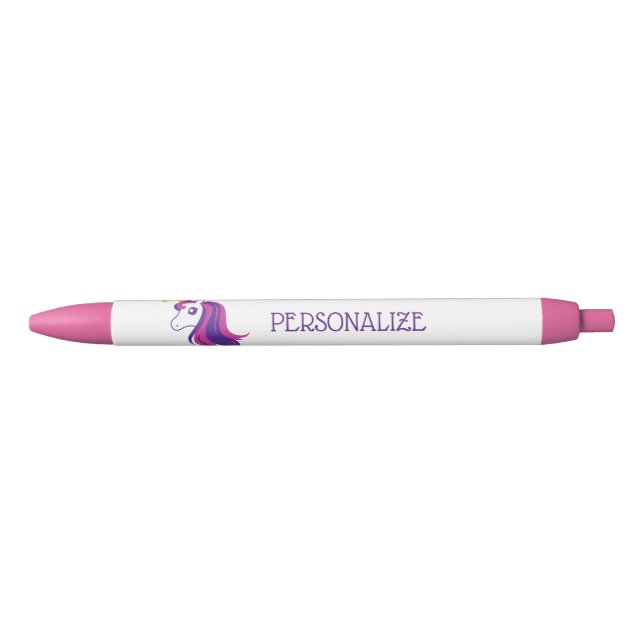 Personalized cute pink unicorn girl's writing pens (Front)