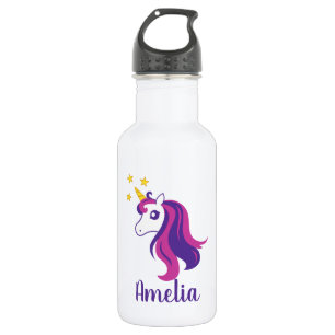 Personalized cute pink unicorn horse custom name 532 ml water bottle