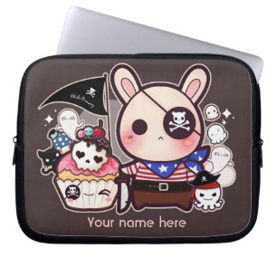 Personalized - Cute pirate bunny with cupcake Laptop Sleeve