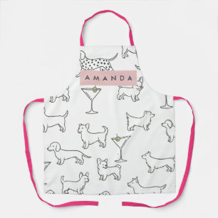 Personalized Cute Playful Dogs & Martinis Apron