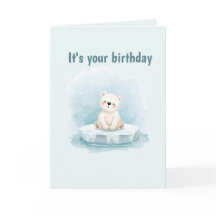 Personalized Cute Polar Bear Birthday Card