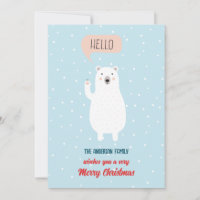 Personalized Cute Polar Bear says Hello