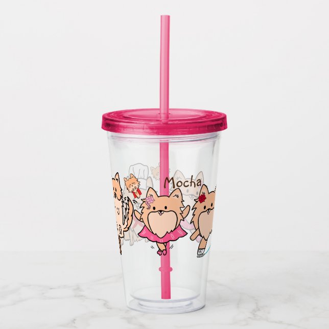 Personalized Cute Pom Assorted Fun Acrylic Tumbler (Front)
