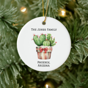 Personalized Cute Potted Cactus  Ceramic Ornament