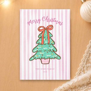 Personalized Cute Preppy Christmas Tree Holiday Card