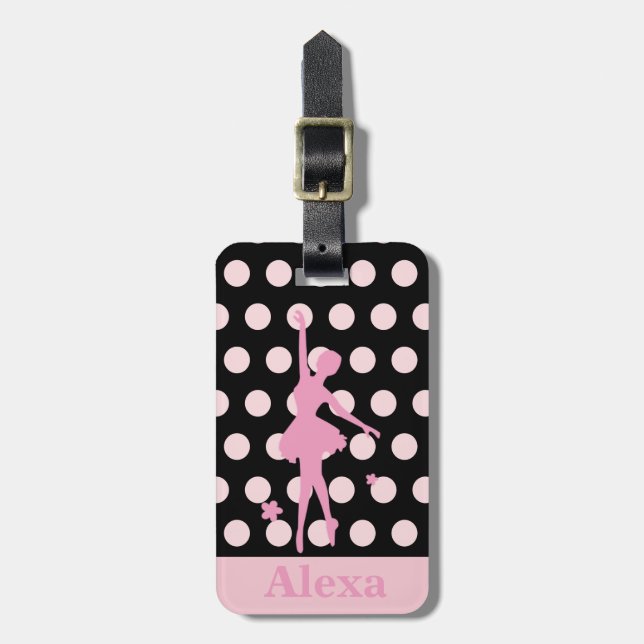 Personalized Cute pretty ballerina polka dots Luggage Tag (Front Vertical)