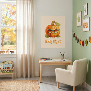 Personalized Cute Pumpkin Kids Room Wall Poster