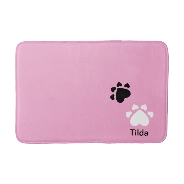 Personalized Cute Puppy Heart Paws  Bath Mat (Front)